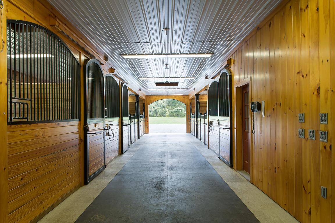 Custom Stable Interior - Wood and Metal finishes - Old Town Barns